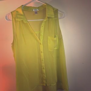 Sheer blouse. Great color!